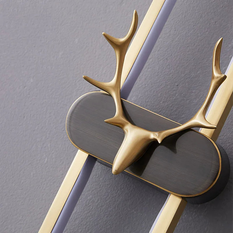 applique murale tête de cerf en cuivre réglable pour décoration intérieure - vue 6 sur 7