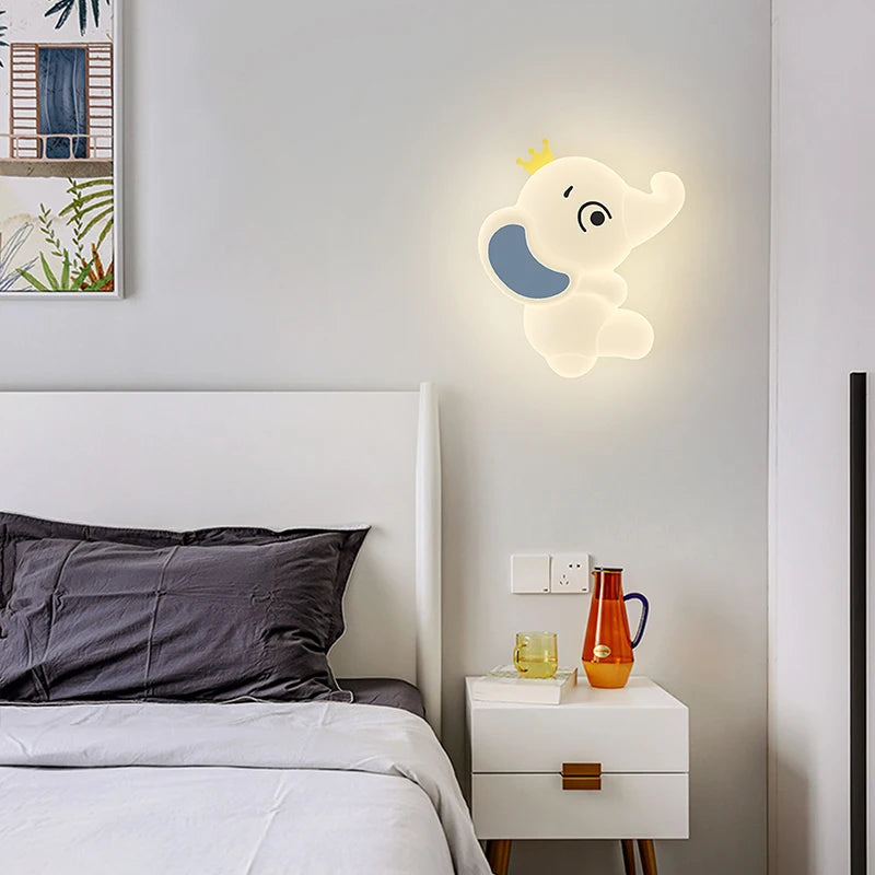 applique murale créative en forme d'éléphant pour éclairage intérieur