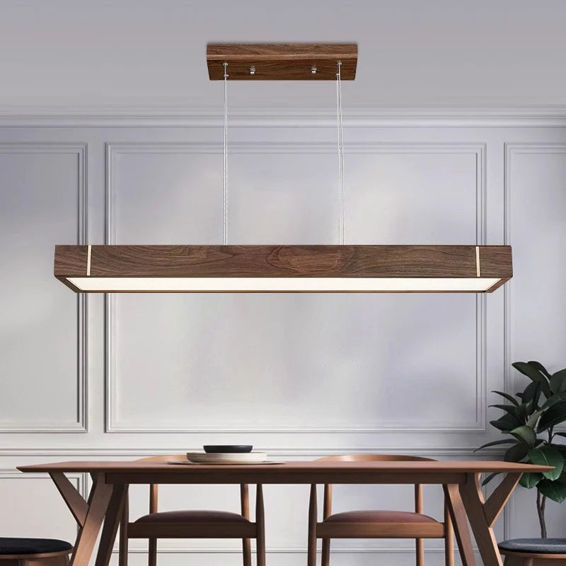Lustre led modernes design bois foncé pour décoration intérieure