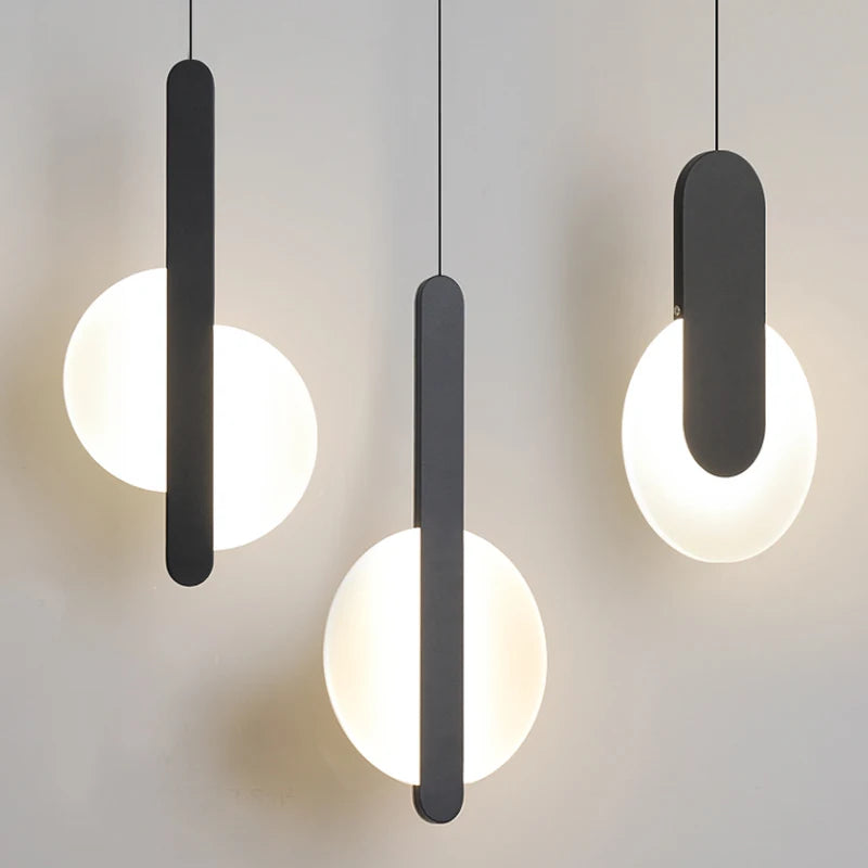suspension led modernes avec appliques acryliques - vue 2 sur 8