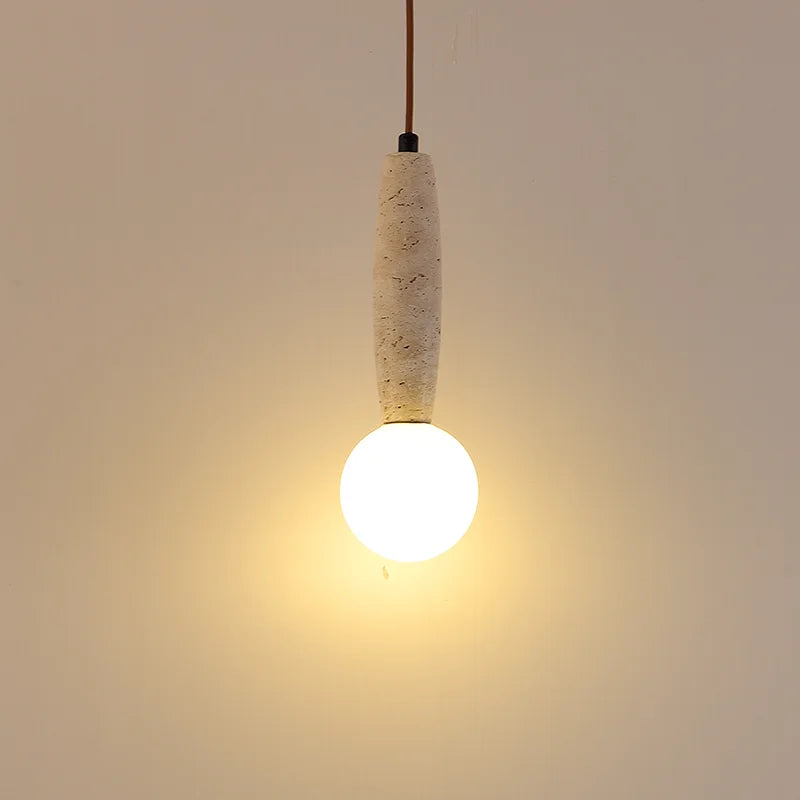 Lustre led vintage avec suspension en pierre naturelle