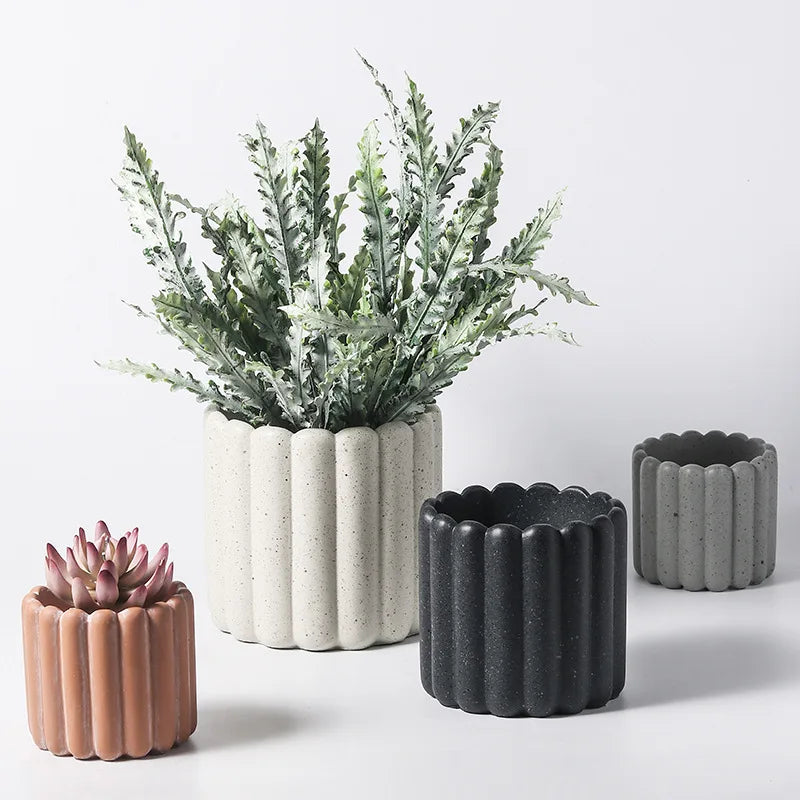 pot de fleurs en ciment décoratif pour plantes et jardins - vue 4 sur 10