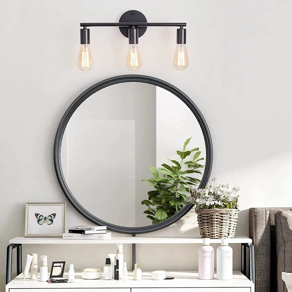 applique murale led vintage multi-têtes avec miroir décoratif d'intérieur
