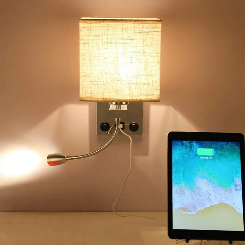 applique murale led moderne avec interrupteur usb - vue 6 sur 5