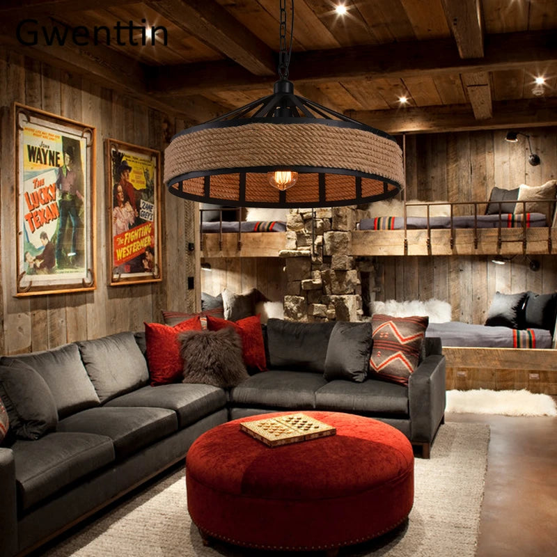 suspension rétro en corde de chanvre pour décoration intérieure - vue 4 sur 7