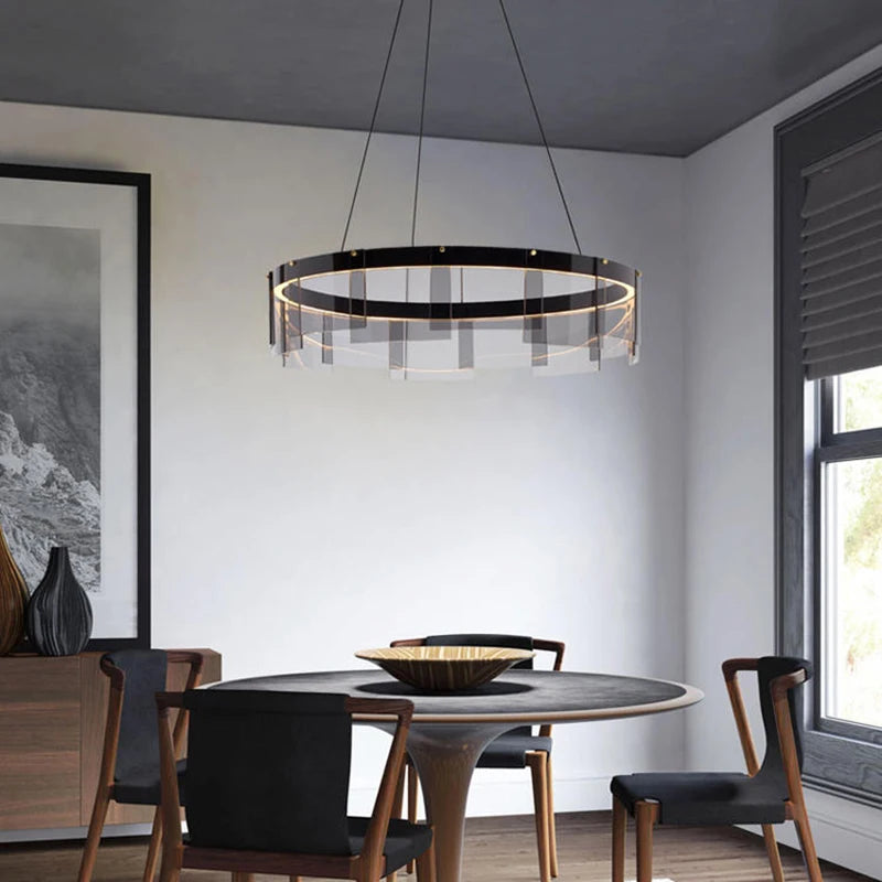 lustre moderne en verre à led pour décoration intérieure - vue 6 sur 9