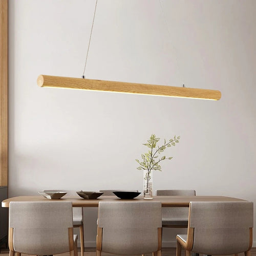lampe de suspension ronde en bois massif nordique avec led
