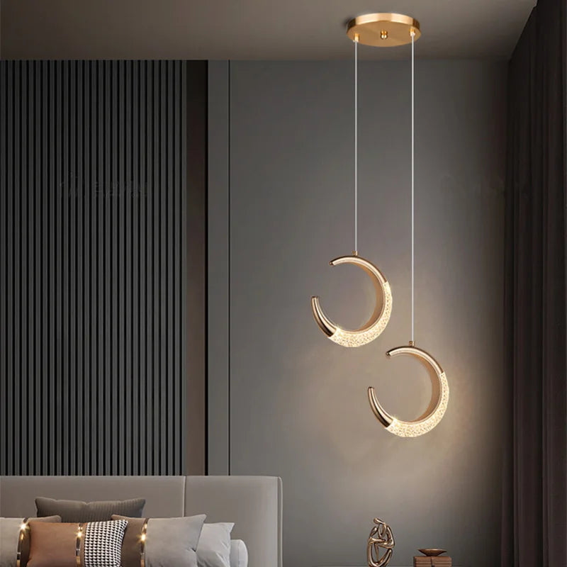 Nordique moderne suspension LED lumière or acrylique lustre créativité suspension lampe intérieur maison loft chambre chevet étude escaliers