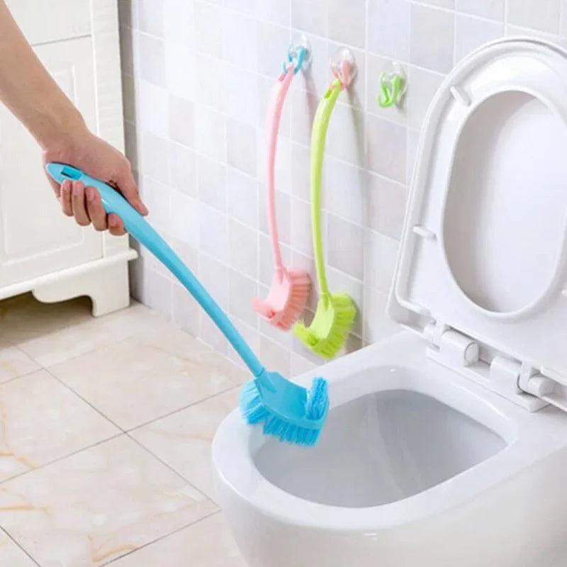 brosse de nettoyage en plastique à long manche pour coins difficiles