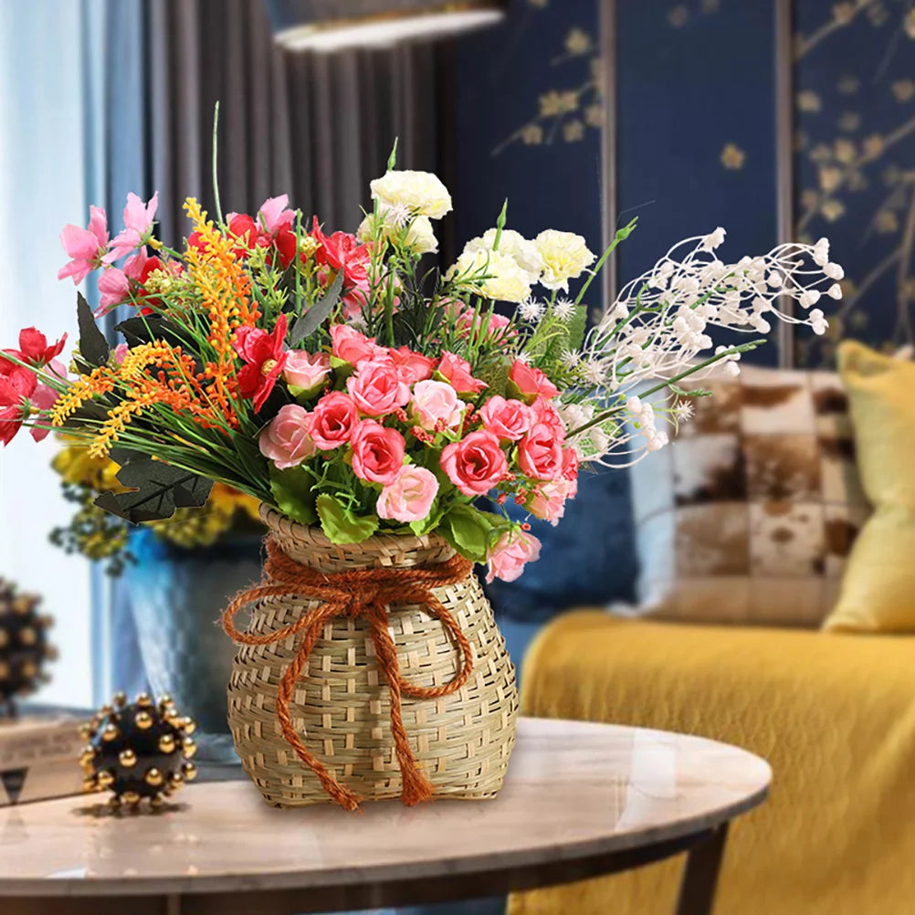 panier à fleurs en osier et rotin pour décoration rustique - vue 8 sur 7