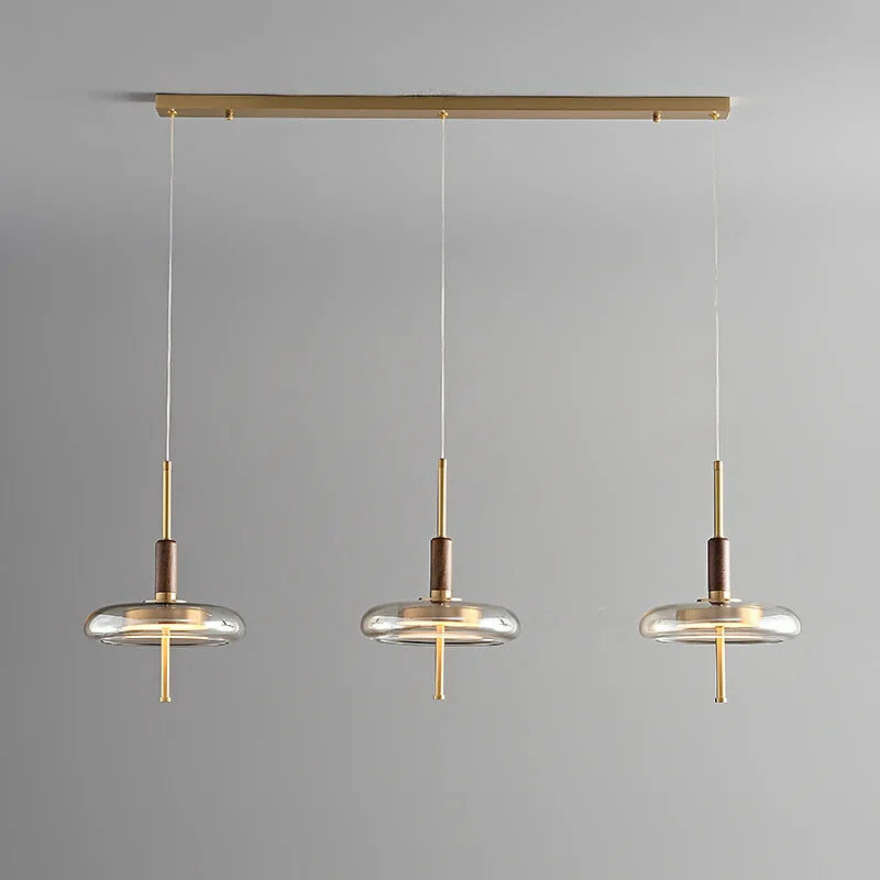 suspension en verre moderne avec éclairage led décoratif - vue 2 sur 7