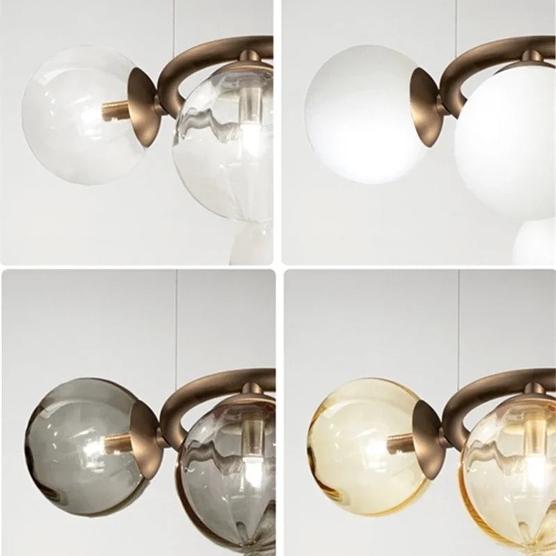 lustre nordique en verre fumé et doré pour intérieur moderne - vue 6 sur 12