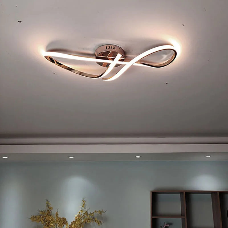 Plafonnier moderne à LEDs pour salon salle à manger chambre doré chromé luminaire intérieur - vue 5 sur 10