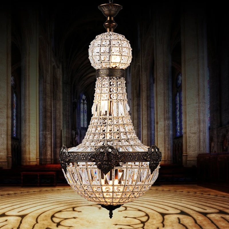 lustre en cristal européen 6 lumières pour intérieur élégant