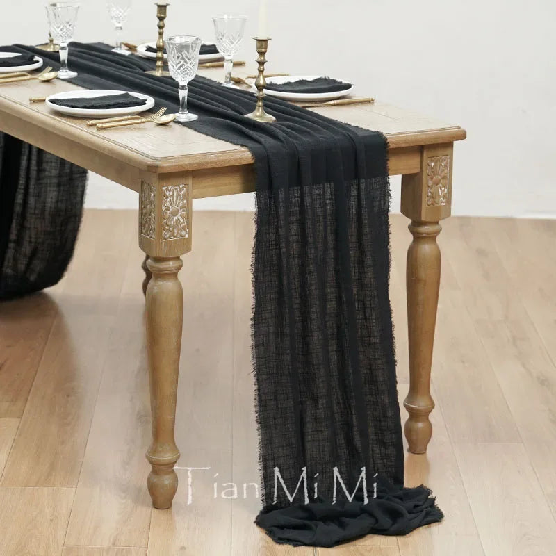 Chemin de table coton gaze bohème vintage mariage