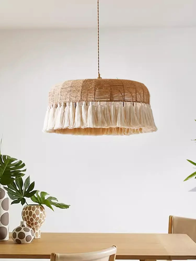 lustre à LED en corde de chanvre pour décoration intérieure - vue 4 sur 9