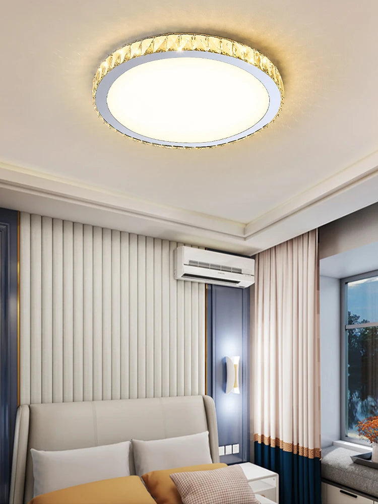 plafonnier en cristal moderne luxe éclairage rond pour intérieur - vue 5 sur 18