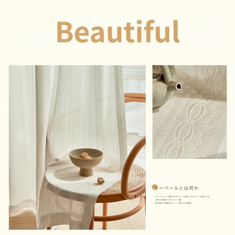 Voilage japonais plissé motif géométrique pour salon chambre