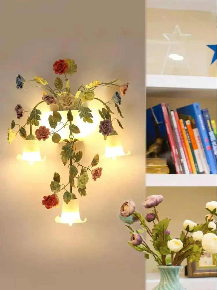applique murale en métal avec fleurs et herbes décoratives - vue 7 sur 8