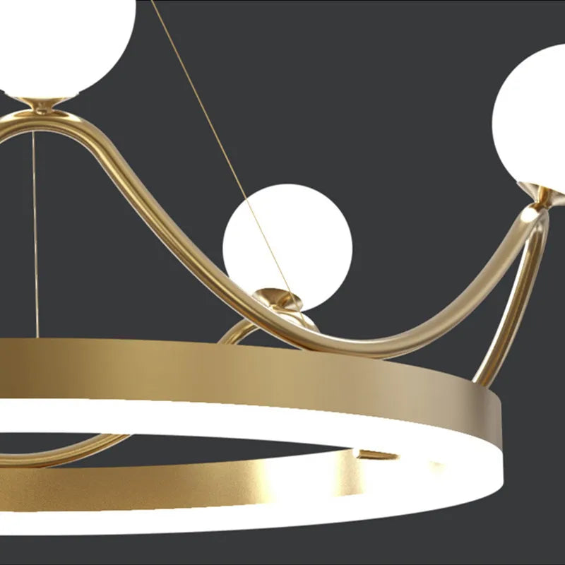 Luxe Couronne LED Lustre Lustre Éclairage Belle Anneau Enfants Chambre D'enfants Plafond Suspension Luminaires Suspendus - vue 7 sur 8