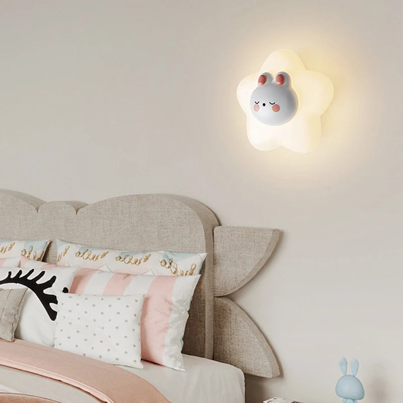 applique murale led étoile lune ours lapin minimaliste moderne