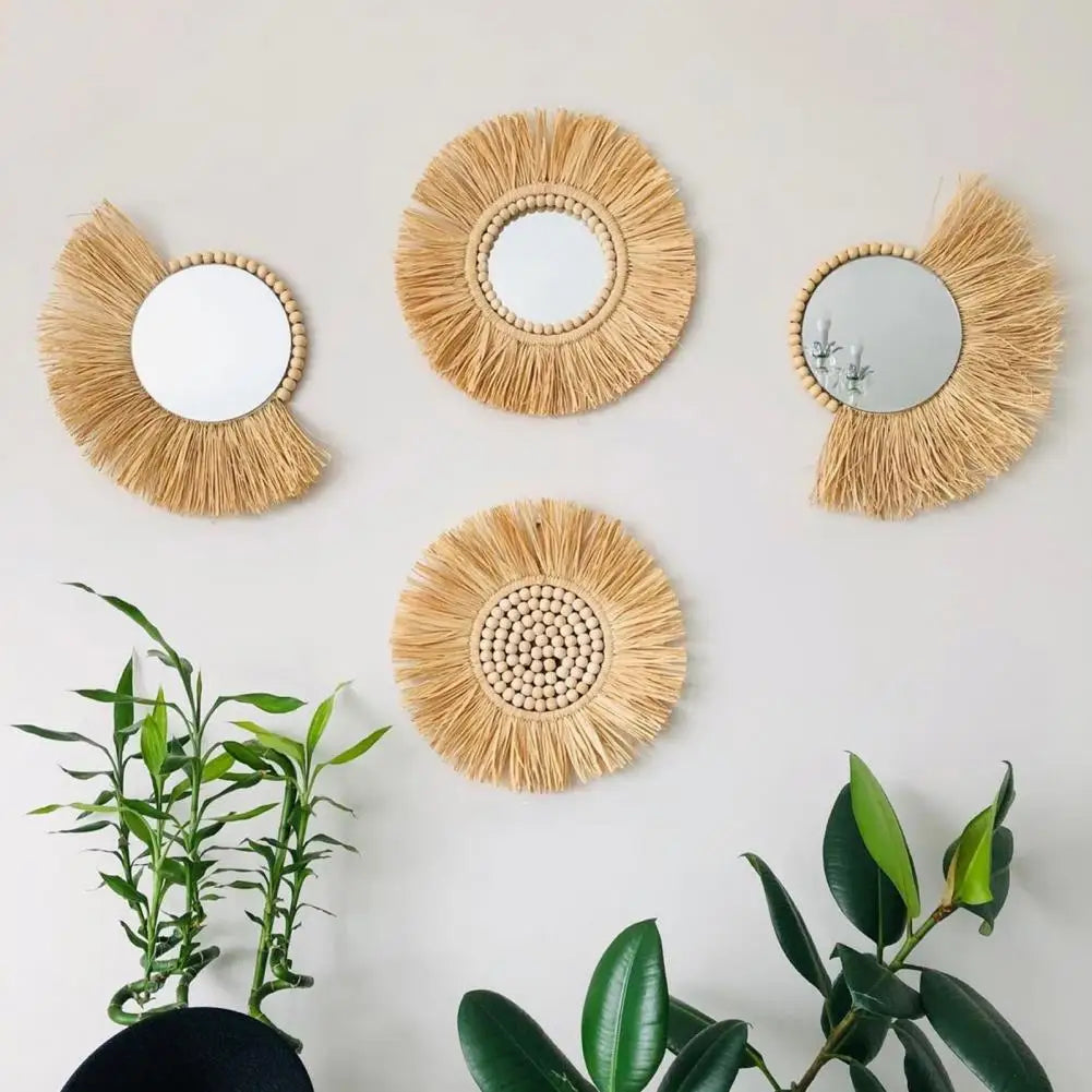 miroir suspendu en paille acrylique design et pratique - vue 11 sur 10
