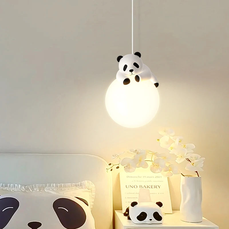 lustre suspendu en résine panda pour chambre d'enfants - vue 3 sur 7