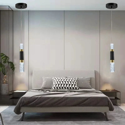 lustre moderne à LED avec lampes à bulles en acrylique suspendu