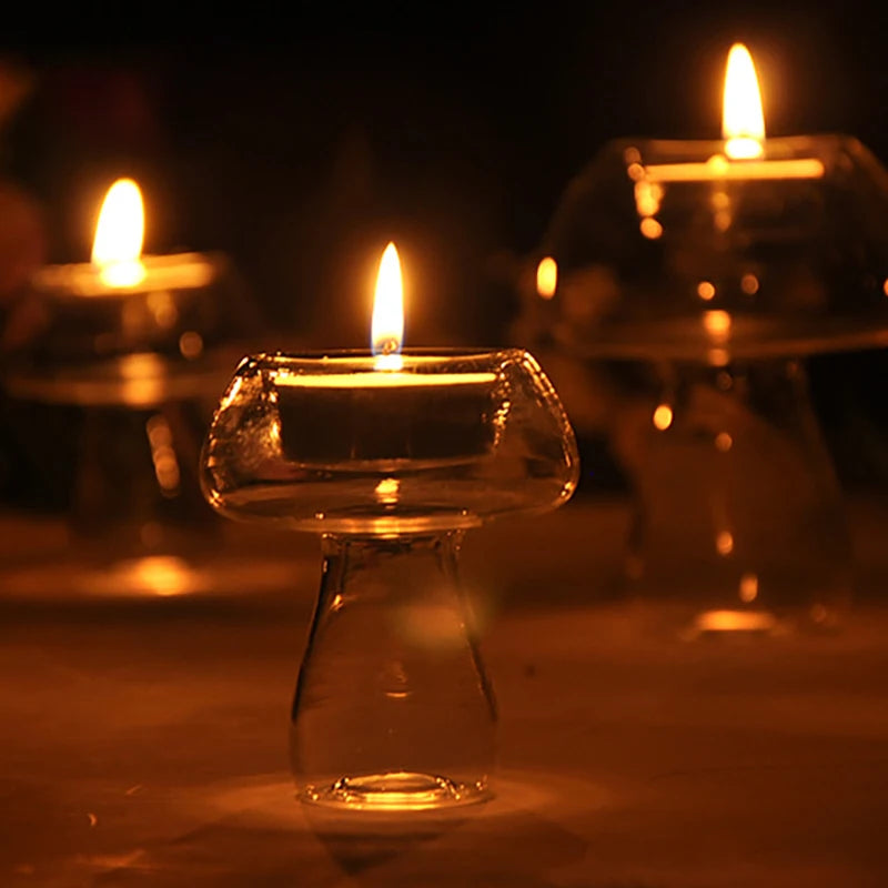 bougeoir champignon en verre nordique pour décoration et fête - vue 5 sur 12