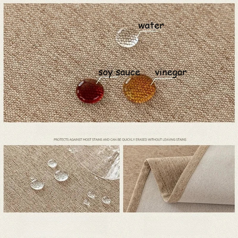 Nappe unie coton lin imperméable style naturel table