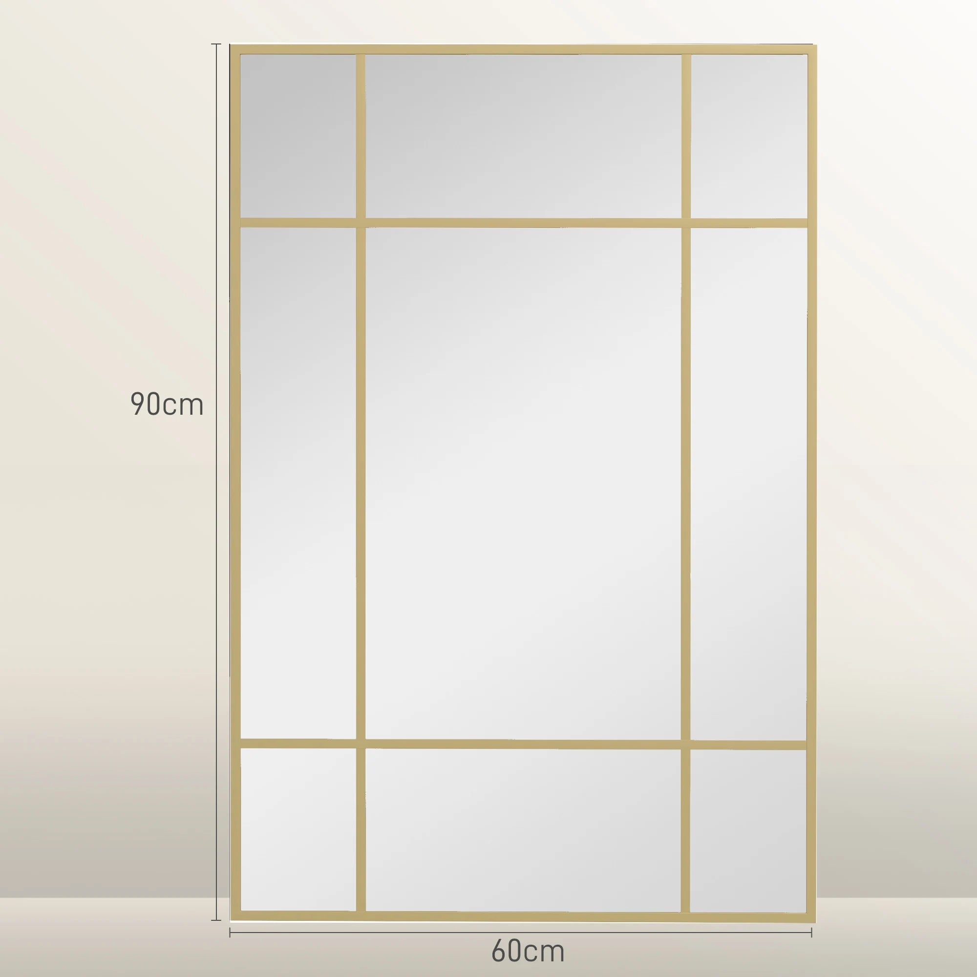 miroir mural rectangulaire avec cadre en métal doré - vue 4 sur 7