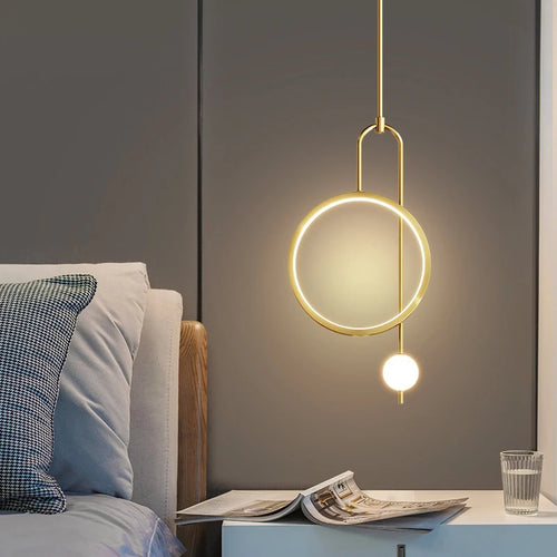 SANDYHA Moderne suspension Plafonnier anneau rond verre décoration de la maison accessoires chambre salle à manger Lustre intérieur