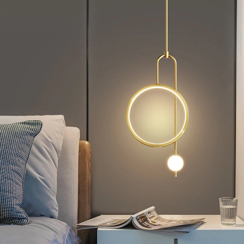 SANDYHA Moderne suspension Plafonnier anneau rond verre décoration de la maison accessoires chambre salle à manger Lustre intérieur - vue 3 sur 10