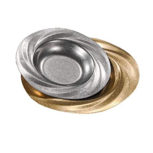 Assiette retro acier inoxydable style restaurant luxe