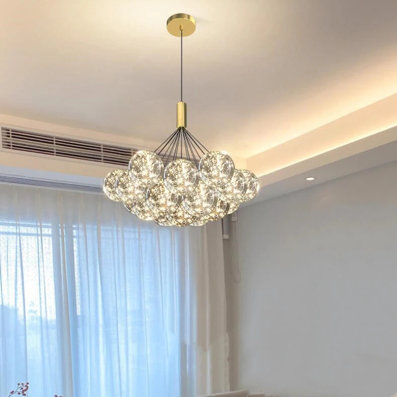 lampe led suspendue en verre transparent gypsophile design moderne réglable en hauteur