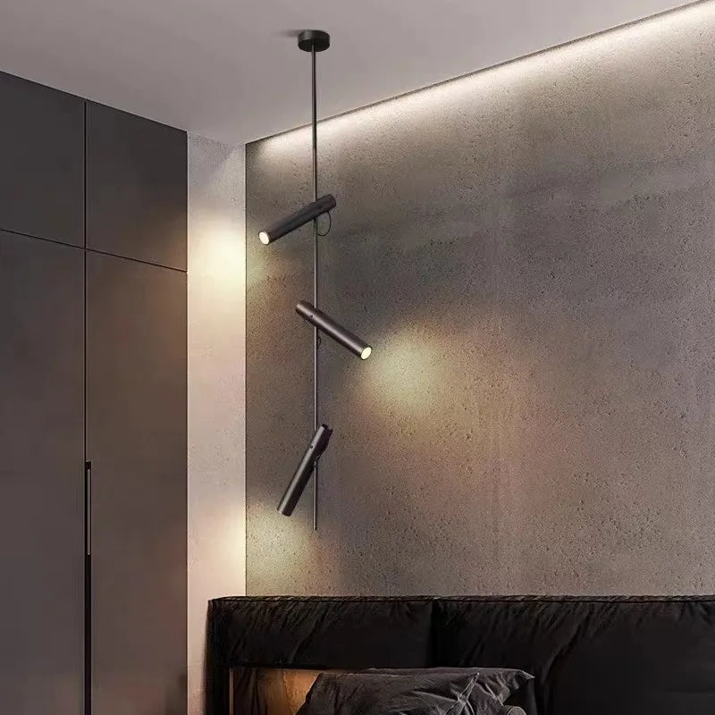 lustre led minimaliste en fer et acier rotatif 1/2/3 têtes