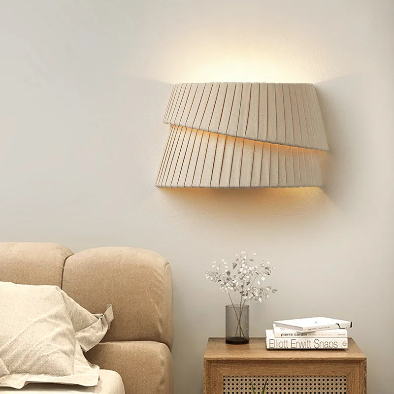 Lustre de style crème français Wabi Sabi Suspension LED pour salon salle à manger chambre minimaliste Suspension en tissu fait main - vue 6 sur 14