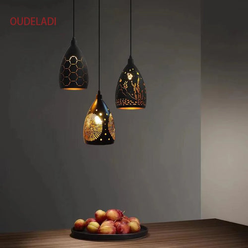 Moderne suspension LED lumières fer creux cage en métal suspension Luminaire salon restaurant boutique bar décor Luminaire