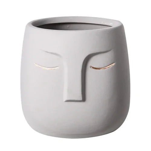 pot de fleurs en céramique visage avatar décoratif pour plantes succulentes - vue 12 sur 16
