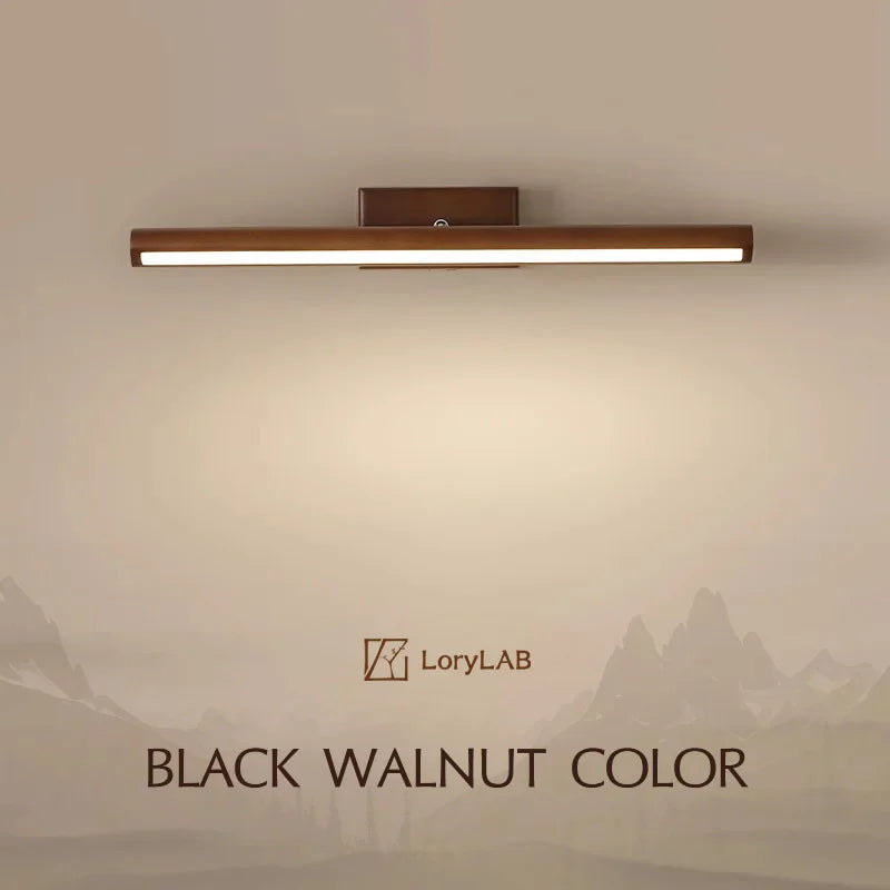 Wooden Mirror headlight, Wabi-sabi Modern Vintage style, wall light for Bathroom, Bedroom, dining room, Study lighting - vue 2 sur 12
