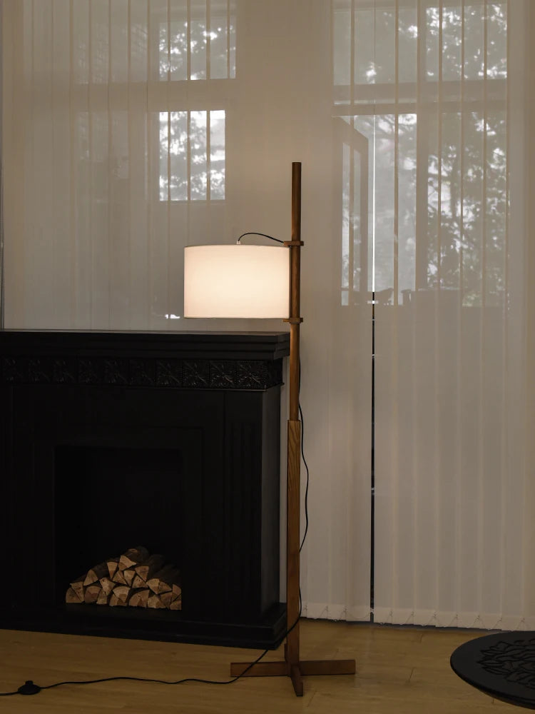 lampadaire japonais wabi-sabi en bois massif éclairage ajustable moderne - vue 4 sur 5