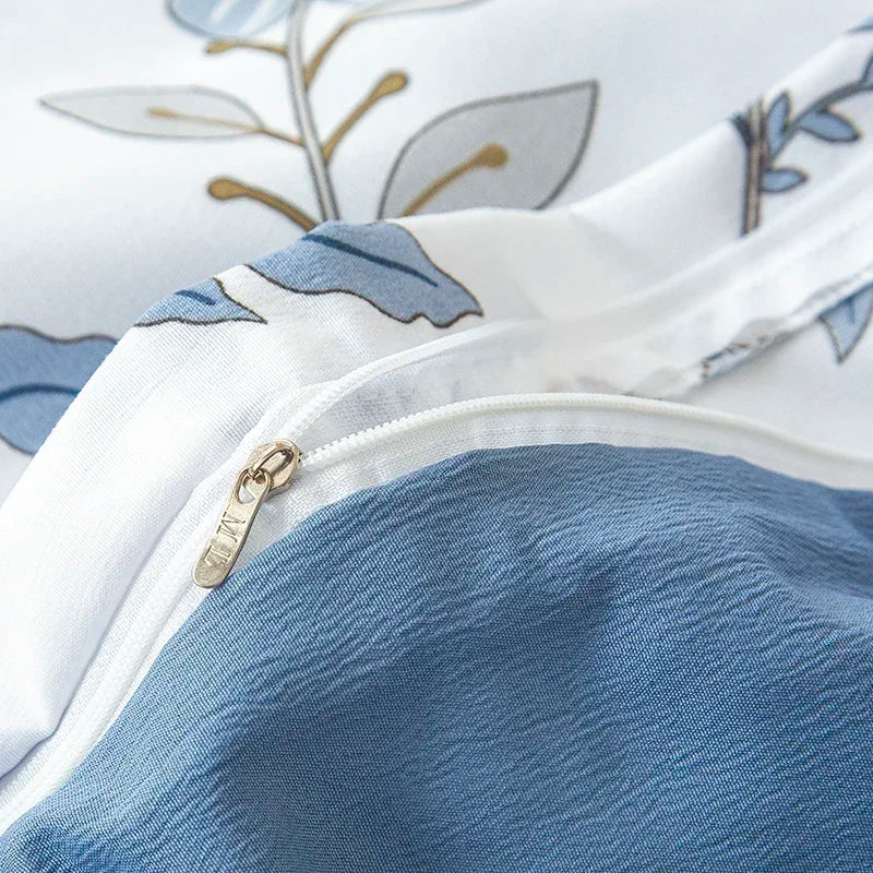 housse de couette imprimée fleurs en coton lavé