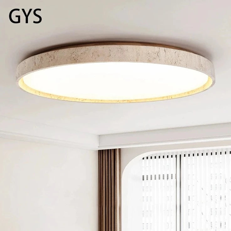 plafonnier Led en pierre Downlight monté en Surface rétro luminaires noyer bûche bois couleur chambre salon grande lumière - vue 2 sur 13