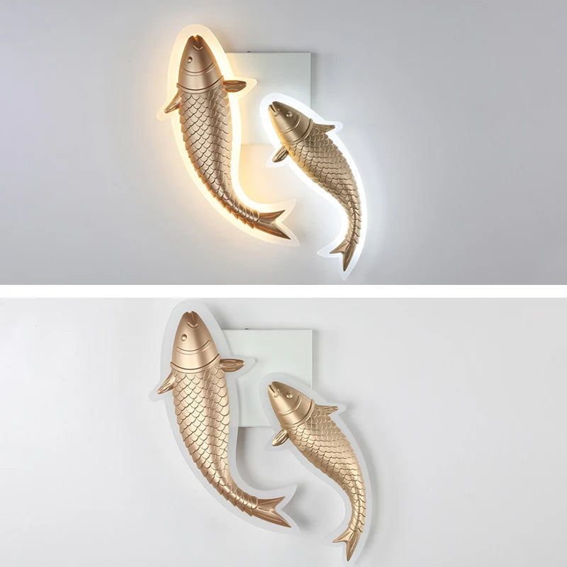applique murale moderne led acrylique en forme de poisson décorative - vue 6 sur 14