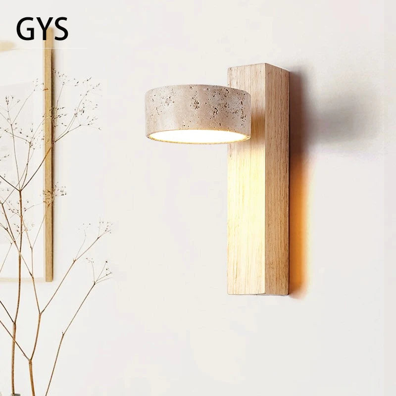 Applique murale bois noyer LED/interrupteur rotatif