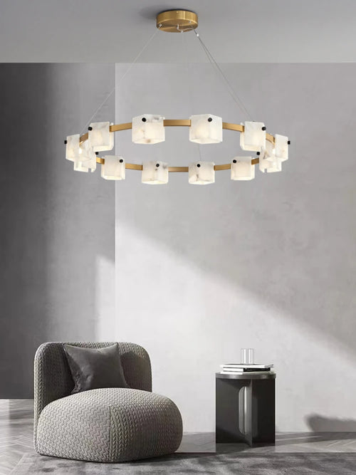 suspension minimaliste en marbre naturel avec éclairage led