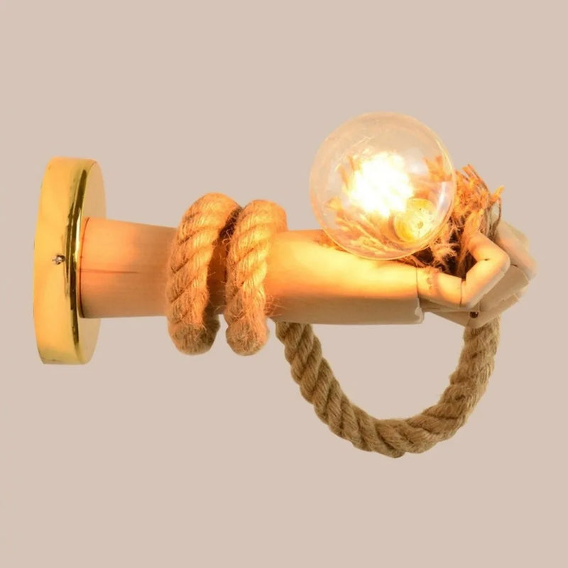 Rétro industriel Loft chanvre corde appliques créative main forme applique murale couloir allée Bar Restaurant E27 lampe de décoration murale