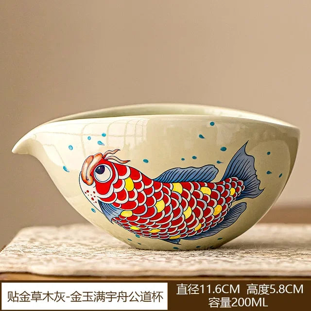 Theiere chinoise ceramique arowana style kung fu retro
