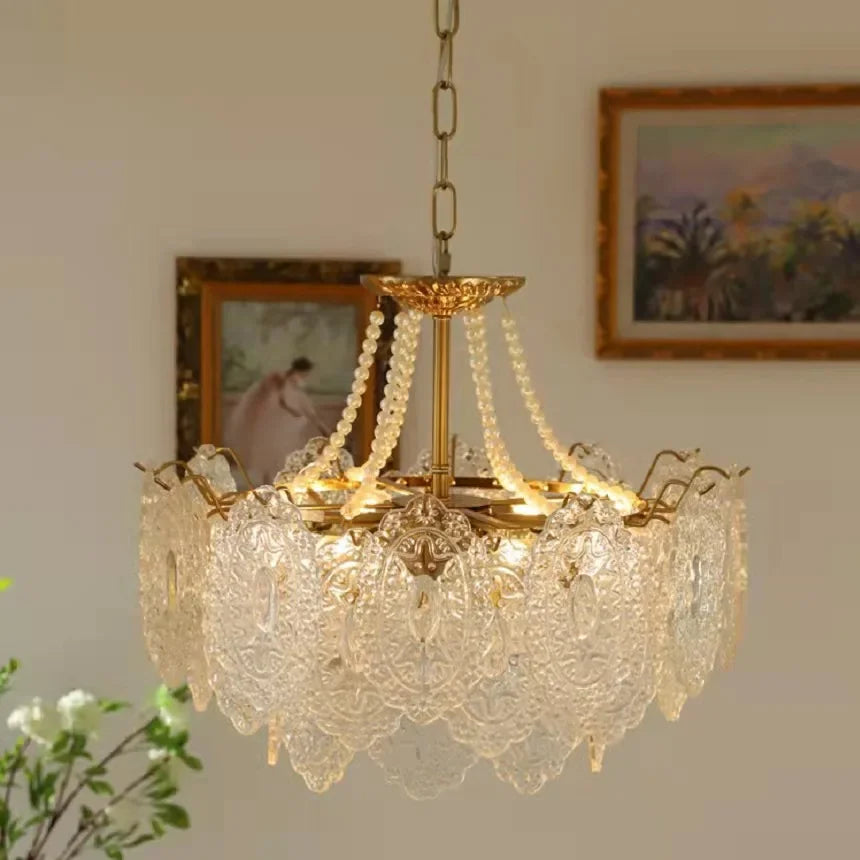 suspension moderne en verre clair style français luxe