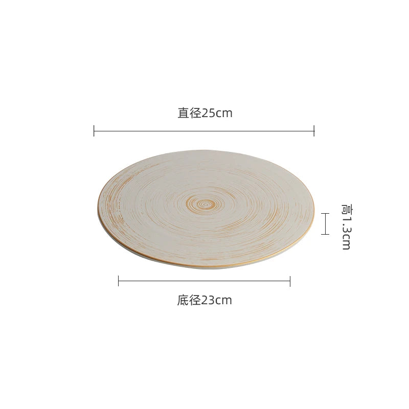 Assiette plate en céramique style rétro bordure élégante